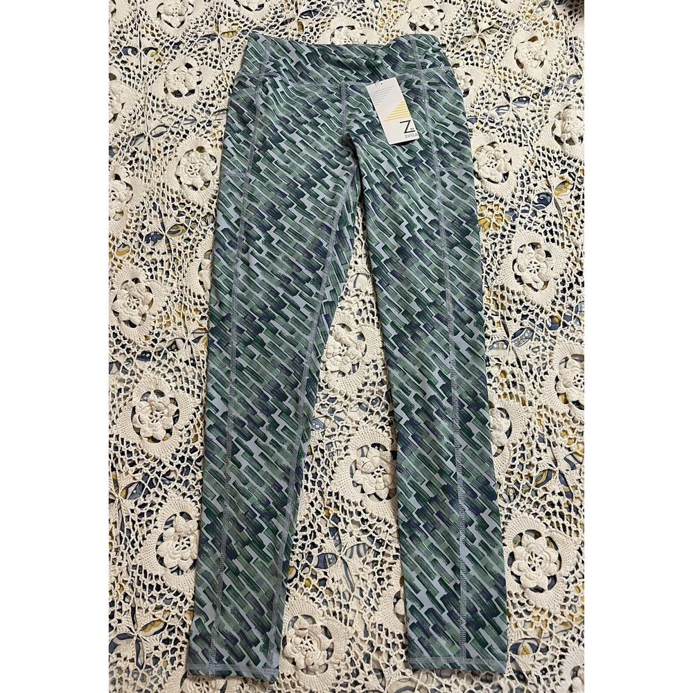 Z by Zella Girls Leggings Green and Blue Size L(10-12) NWT